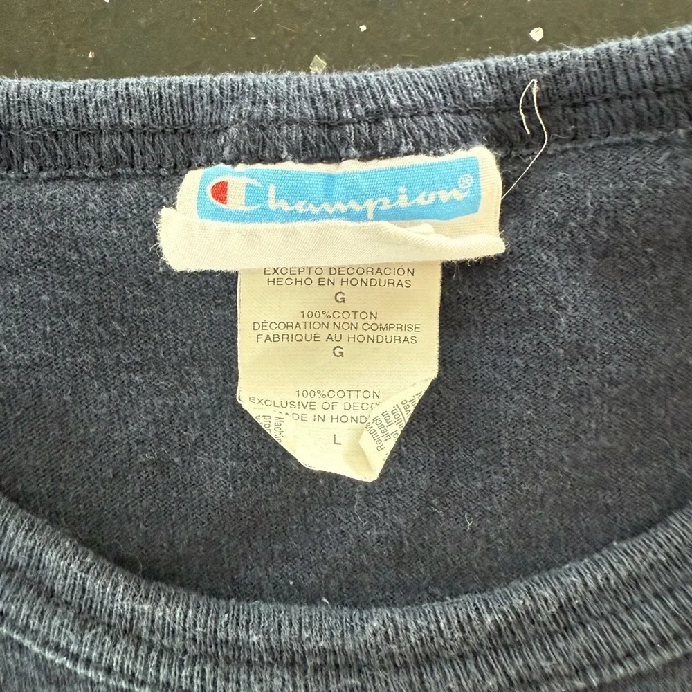 Vintage Champion Dark Blue Tee with Logo - Picture 5 of 5